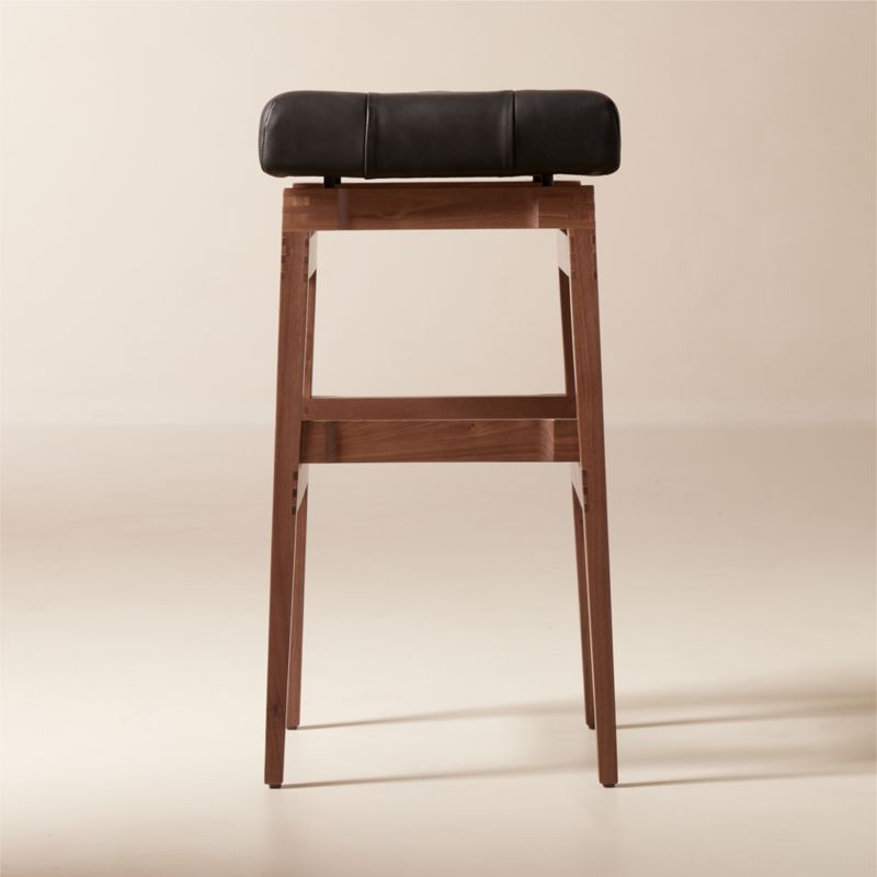 Briosco Black Leather Bar Stool CB2