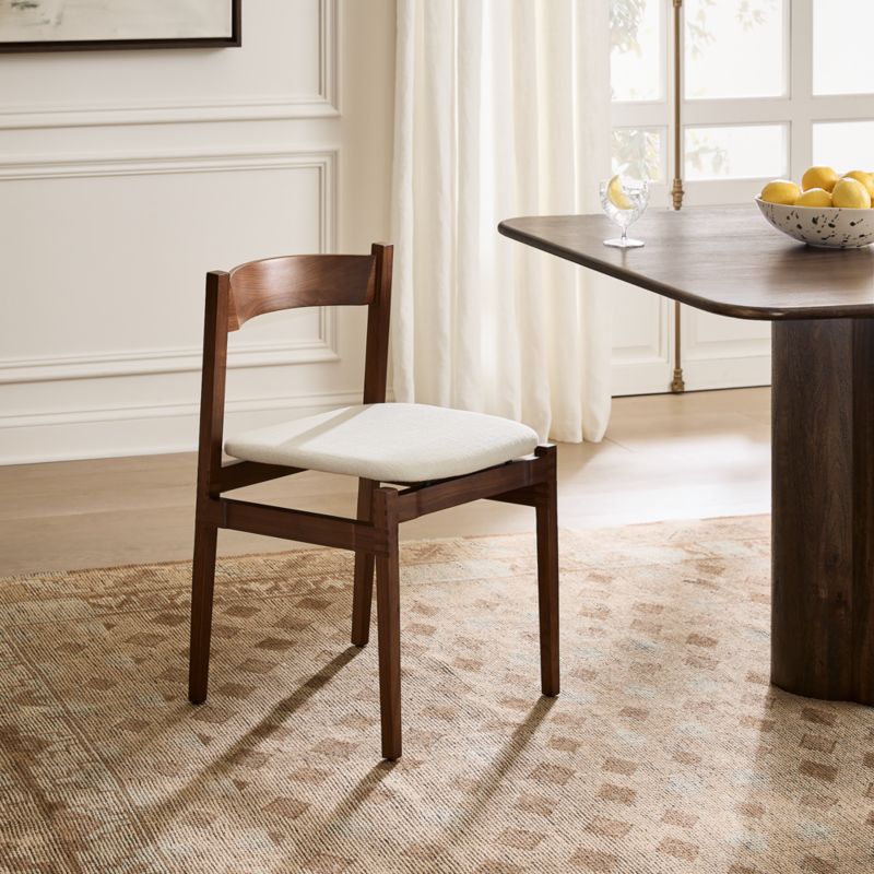 Ambrogio Walnut Wood and White Upholstered Dining Chair Set of 4 by Gianfranco Frattini - image 2 of 8