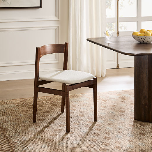 Ambrogio Walnut Wood and White Upholstered Dining Chair by Gianfranco Frattini