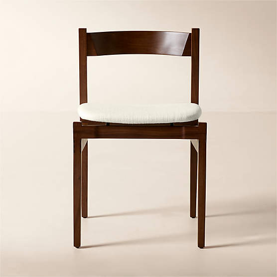 Ambrogio Walnut Wood and White Upholstered Dining Chair Set of 4 by Gianfranco Frattini