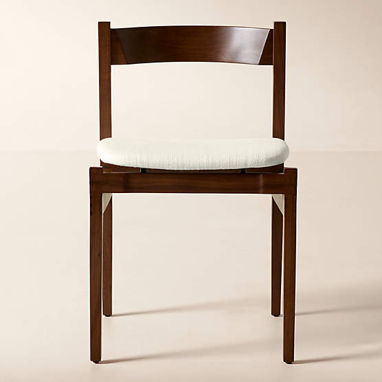 Ambrogio Walnut Wood and White Upholstered Dining Chair by Gianfranco Frattini