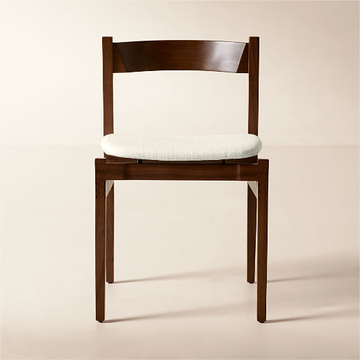 Ambrogio Walnut Wood and White Upholstered Dining Chair Set of 4 by Gianfranco Frattini