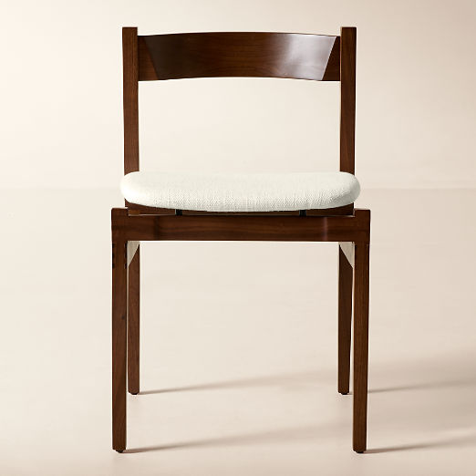 Ambrogio Walnut Wood and White Upholstered Dining Chair Set of 4 by Gianfranco Frattini