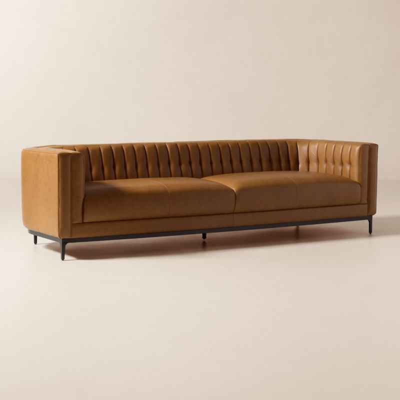 Ambroise 104.75" Brown Saddle Leather Sofa - image 2 of 8