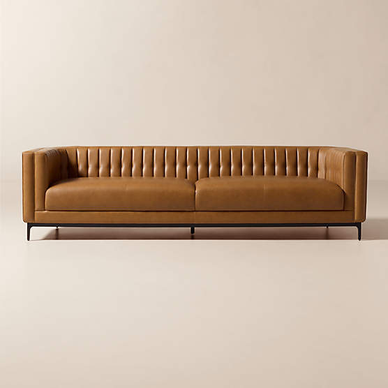 Ambroise 104.75" Brown Saddle Leather Sofa