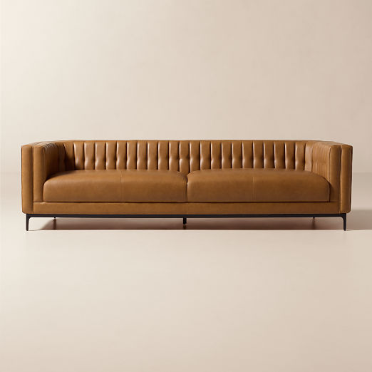 Ambroise Brown Saddle Leather Sofa (80"-104")