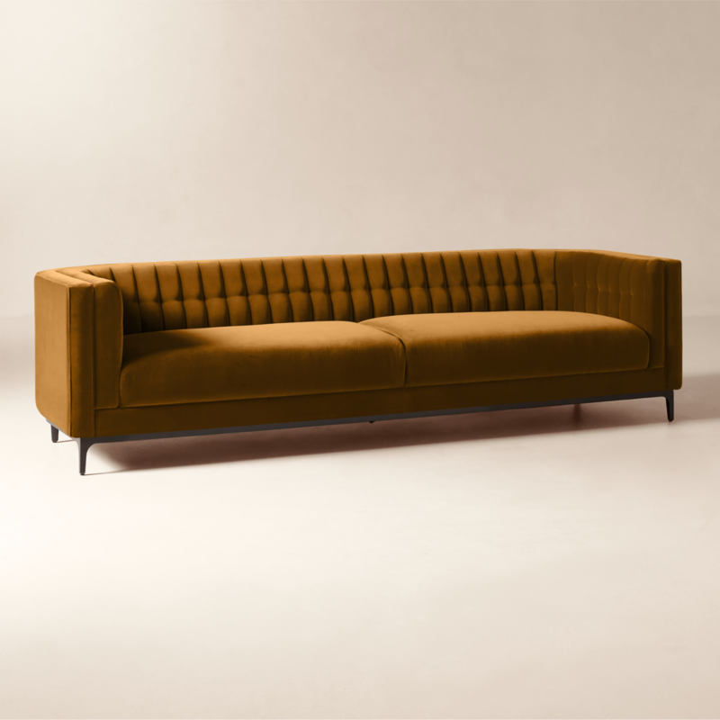 Ambroise 104.75" Amber Velvet Sofa - image 3 of 12