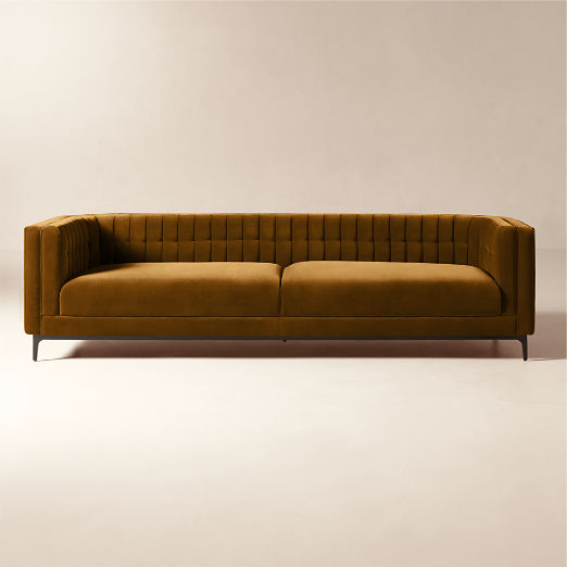 Ambroise Amber Velvet Sofa (80"-104")