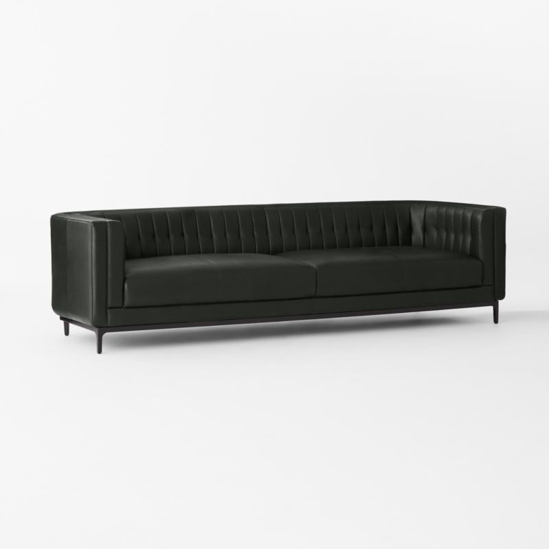 Ambroise 104" Black Leather Sofa - image 2 of 7