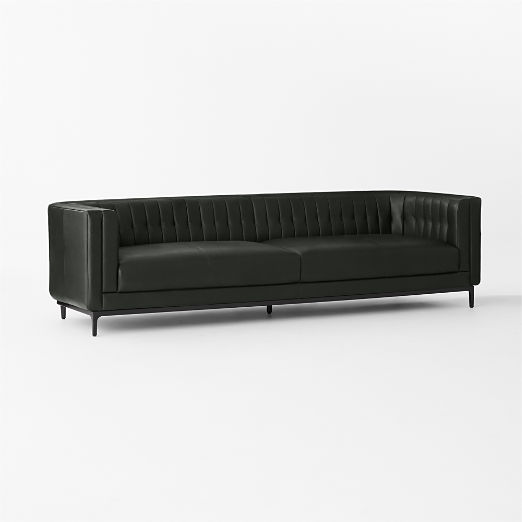 Ambroise 104" Black Leather Sofa