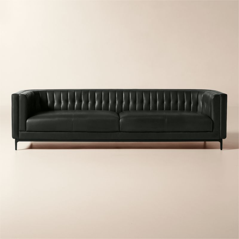 Ambroise 104" Black Leather Sofa - image 0 of 7