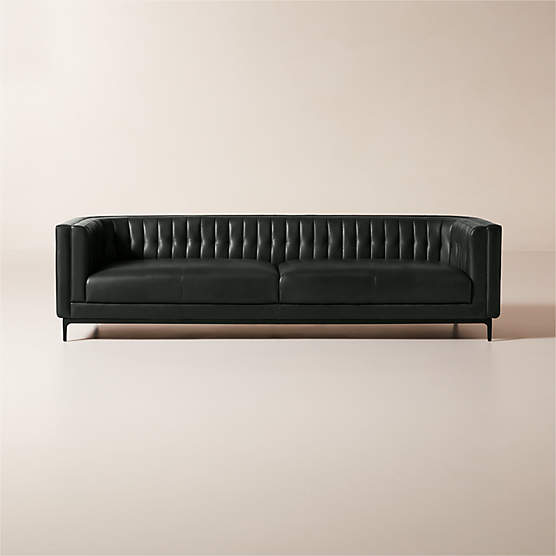 Ambroise 104" Black Leather Sofa