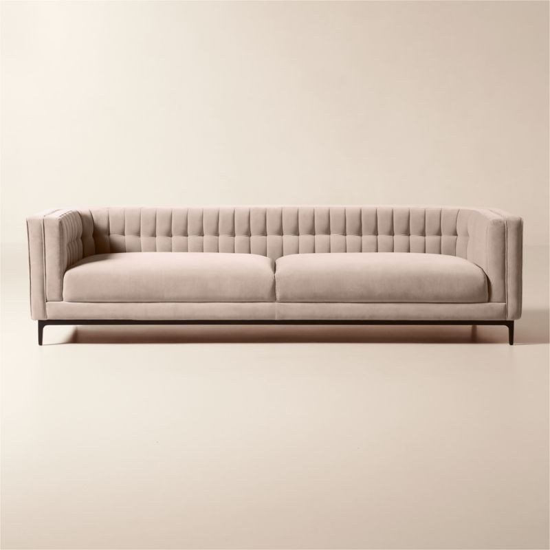 Ambroise 104" Light Taupe Velvet Sofa - image 0 of 9