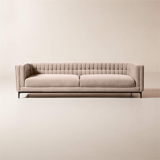 Ambroise 104" Light Taupe Velvet Sofa