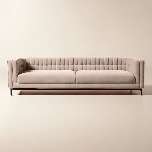 Ambroise 104.75" Light Taupe Velvet Sofa