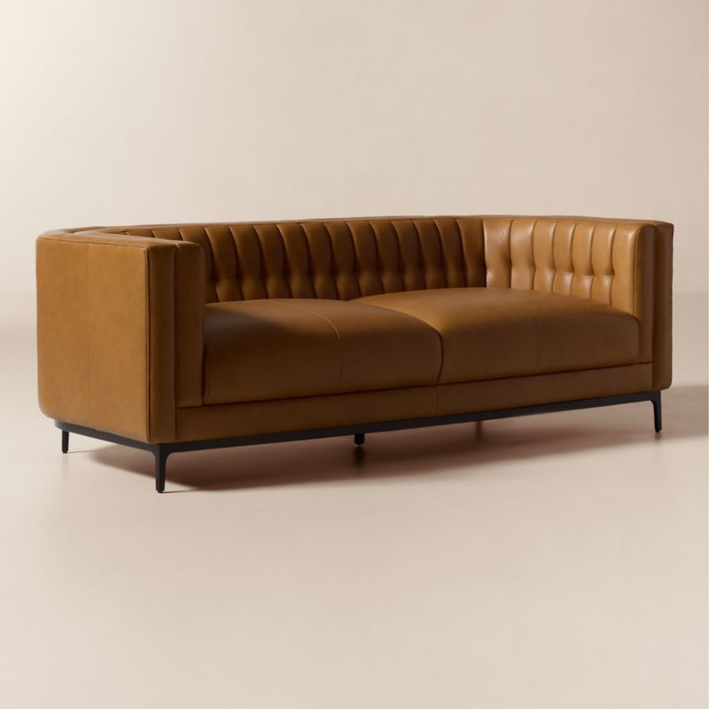Ambroise 80" Brown Saddle Leather Sofa - image 2 of 8