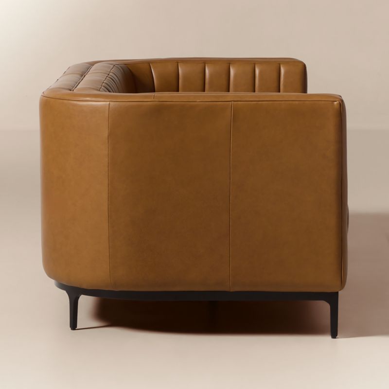 Ambroise 80" Brown Saddle Leather Sofa - image 3 of 8