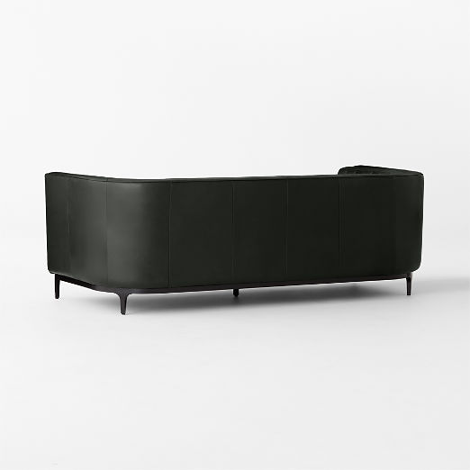 Ambroise 80" Black Leather Sofa