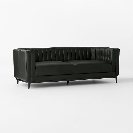 Ambroise 80" Black Leather Sofa