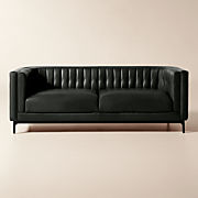Ambroise 104" Black Leather Sofa