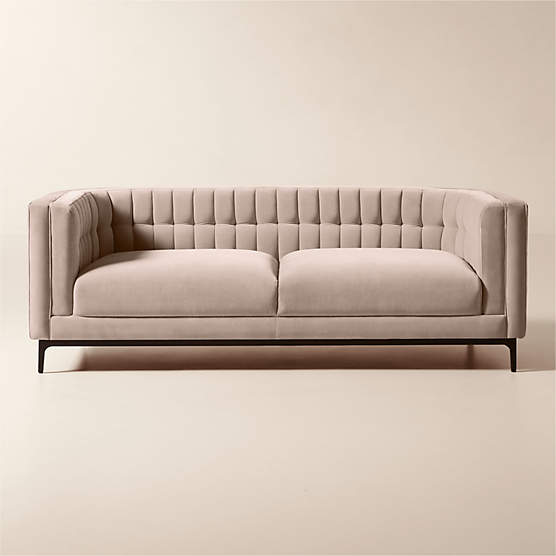 Ambroise 80" Light Taupe Velvet Sofa