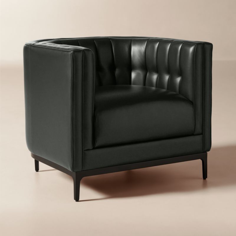 Ambroise Black Leather Accent Chair - image 3 of 10
