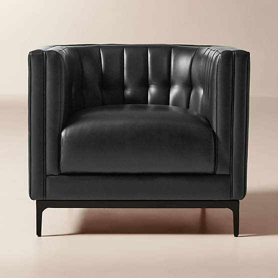 Ambroise Black Leather Accent Chair