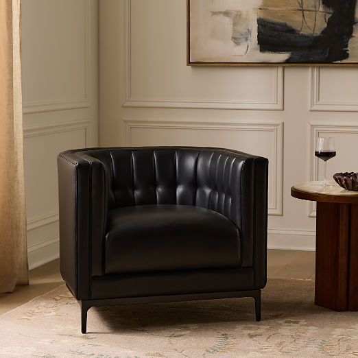 Ambroise Black Leather Accent Chair