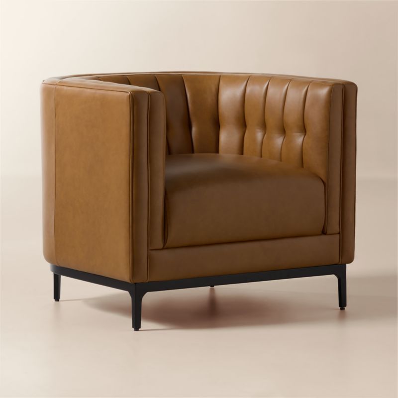 Ambroise Brown Saddle Leather Accent Chair - image 3 of 10