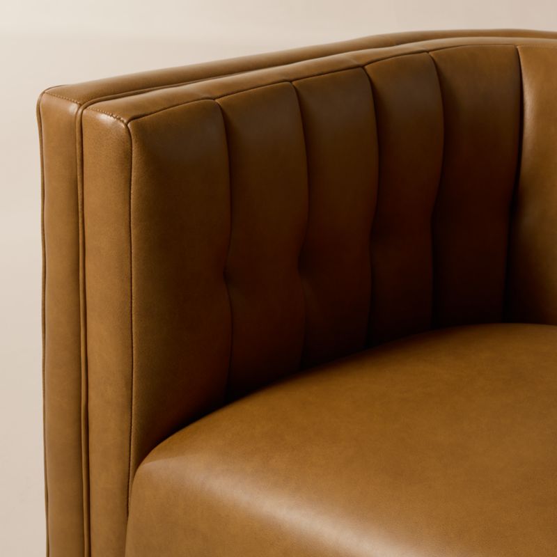 Ambroise Brown Saddle Leather Accent Chair - image 7 of 10