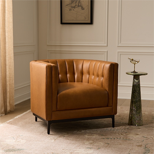 Ambroise Brown Saddle Leather Accent Chair