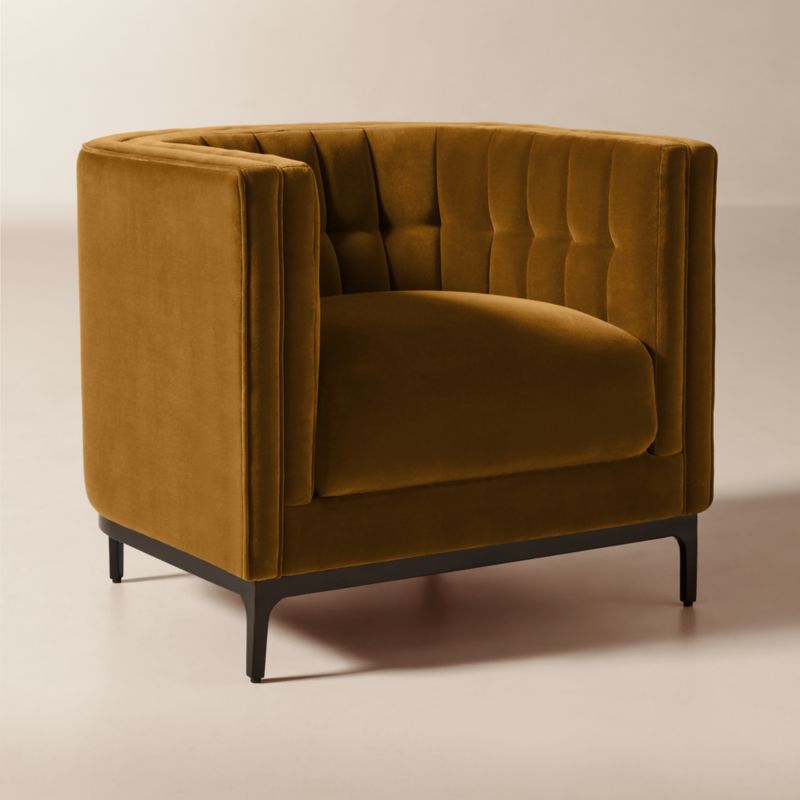 Ambroise Amber Velvet Accent Chair - image 3 of 9