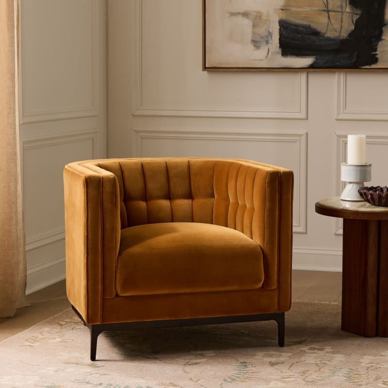 Ambroise Amber Velvet Accent Chair - image 2 of 9
