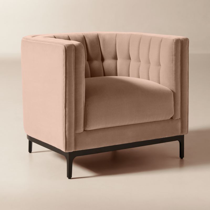 Ambroise Taupe Velvet Accent Chair - image 3 of 10