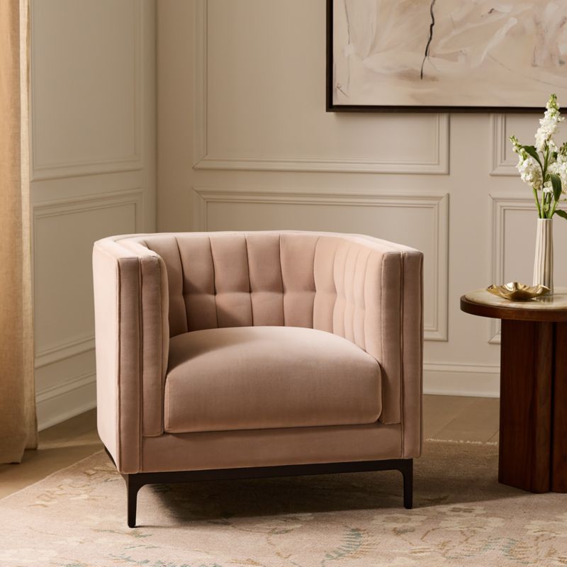 Ambroise Taupe Velvet Accent Chair - image 2 of 10