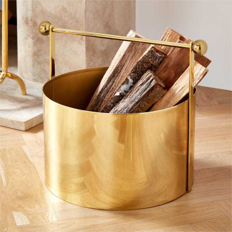 Ameil Polished Brass Fireplace Log Holder - image 2 of 6