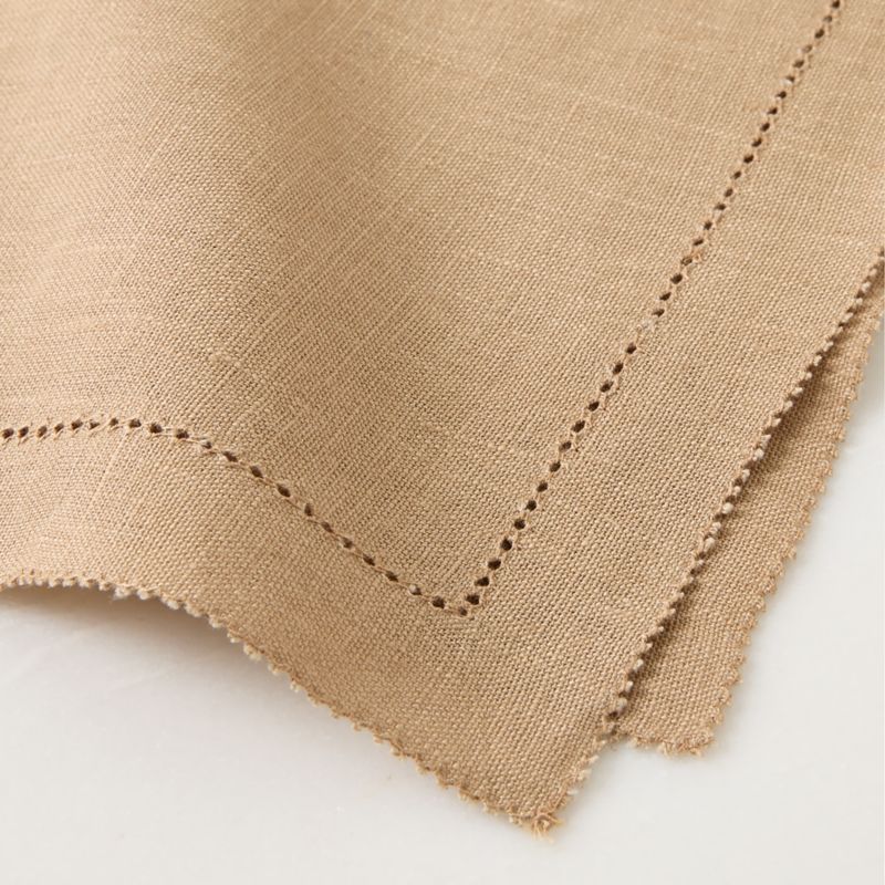 Ames Dark Natural Linen Embroidered Napkin by Todd Snyder - image 2 of 4