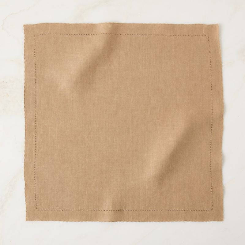 Ames Dark Natural Linen Embroidered Napkin by Todd Snyder - image 3 of 4