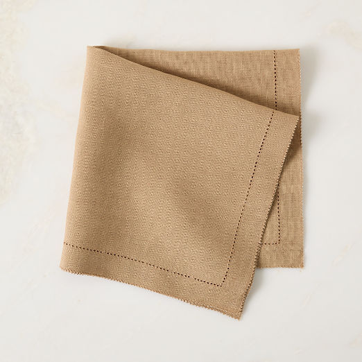 Ames Dark Natural Linen Embroidered Napkin by Todd Snyder