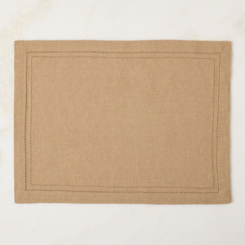 Viewing product image Ames Dark Natural Linen Embroidered Placemat by Todd Snyder - image 1 of 3