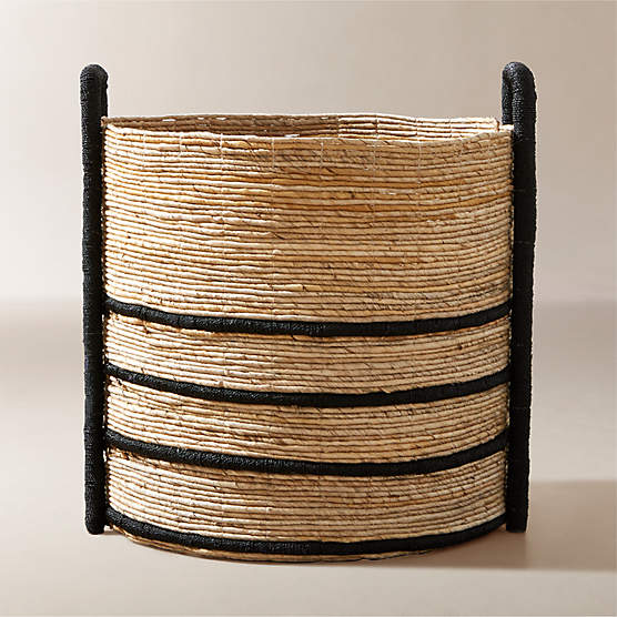 Aminah Woven Storage Basket with Black Handles Large