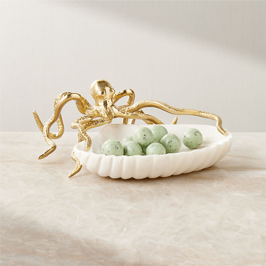 Ammon Brass and Marble Serving Bowl