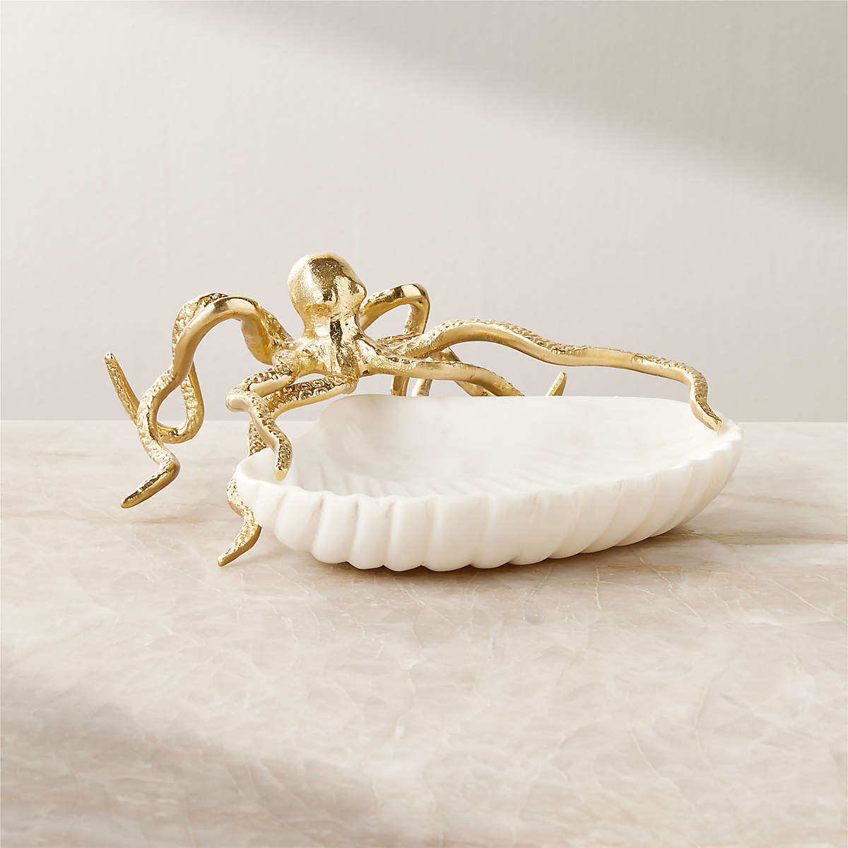 Ammon Brass and Marble Serving Bowl | CB2