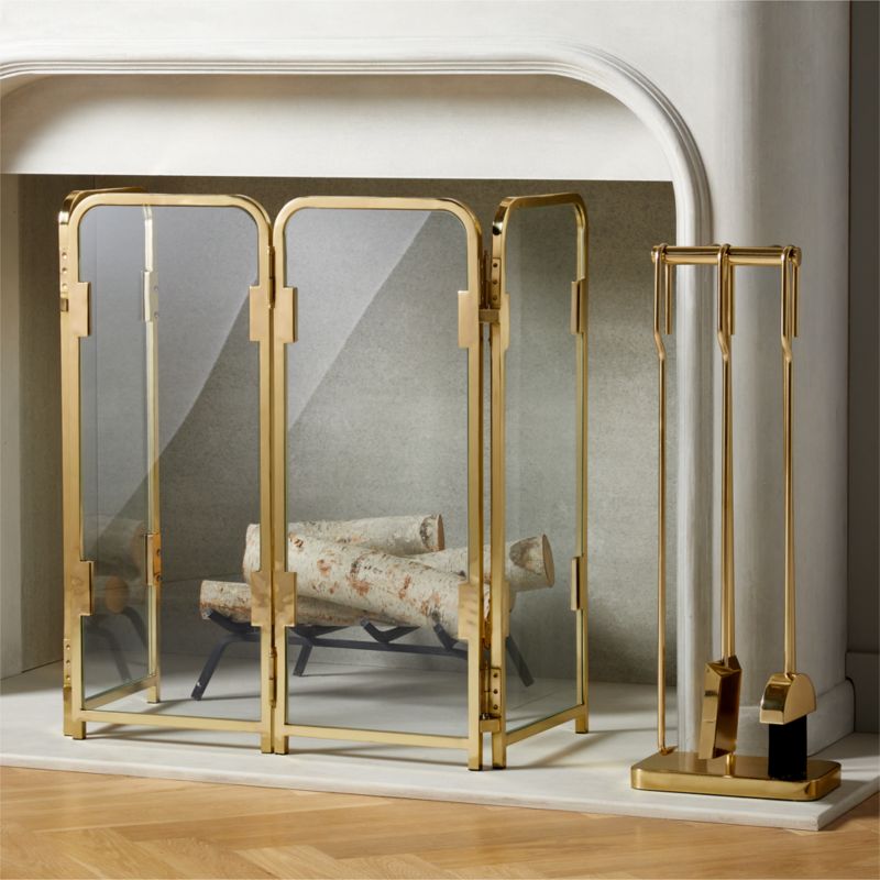 CB2 - October Catalog 2018 - Maclyn Brass Fireplace Screen