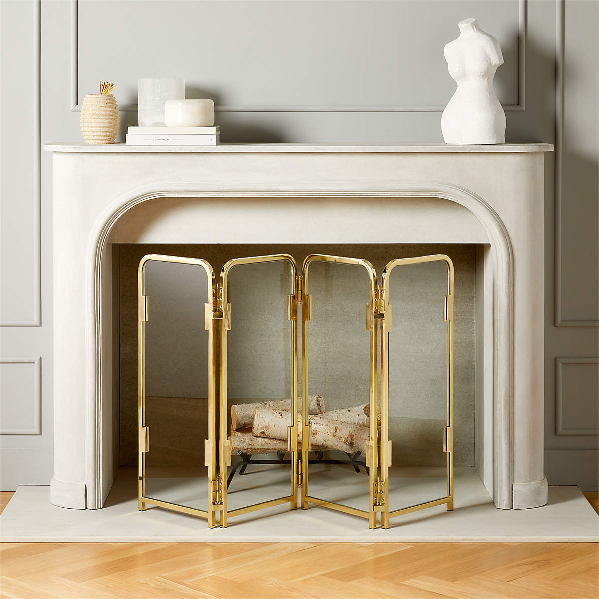 Amos Brass Fireplace Screen + Reviews CB2