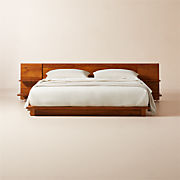 Andes Acacia Wood Platform King Bed with Nightstands