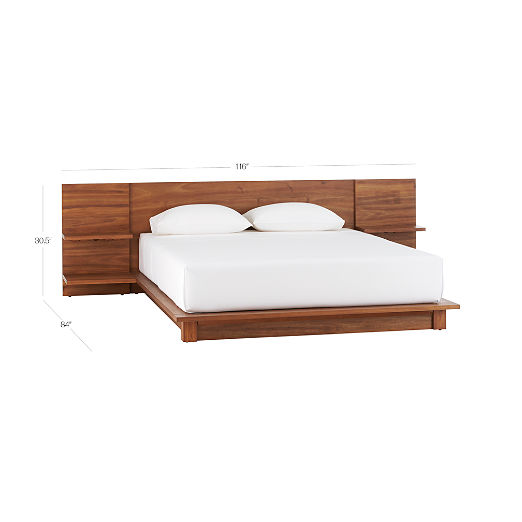 Andes Acacia Wood Platform King Bed with Nightstands