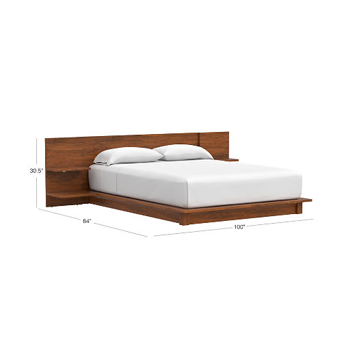 Andes Acacia Wood Platform Queen Bed with Nightstands