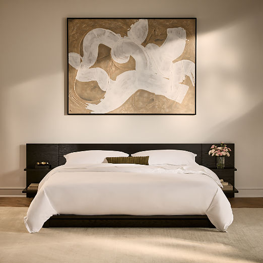 Andes Black Ebonized Oak Wood Bed
