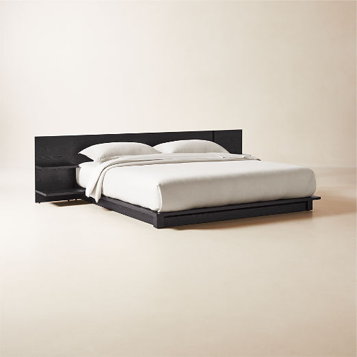 Andes Black Ebonized Oak Wood King Bed